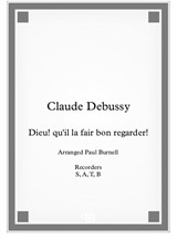 Dieu! qu'il la fair bon regarder! arranged for recorder quartet - Score and Parts