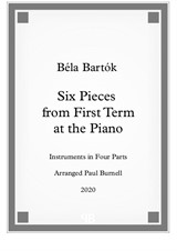 Six Pieces from First Term at the Piano, for instruments in four parts - Score and Parts
