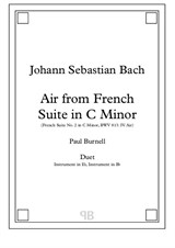 Air from French Suite in C Minor, arranged for duet: instruments in Eb and Bb - Score and Parts