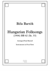 Hungarian Folksongs, arranged for instruments in four parts – Score and Parts